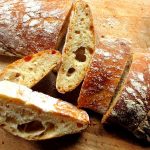 A sliced loaf of Italian ciabatta