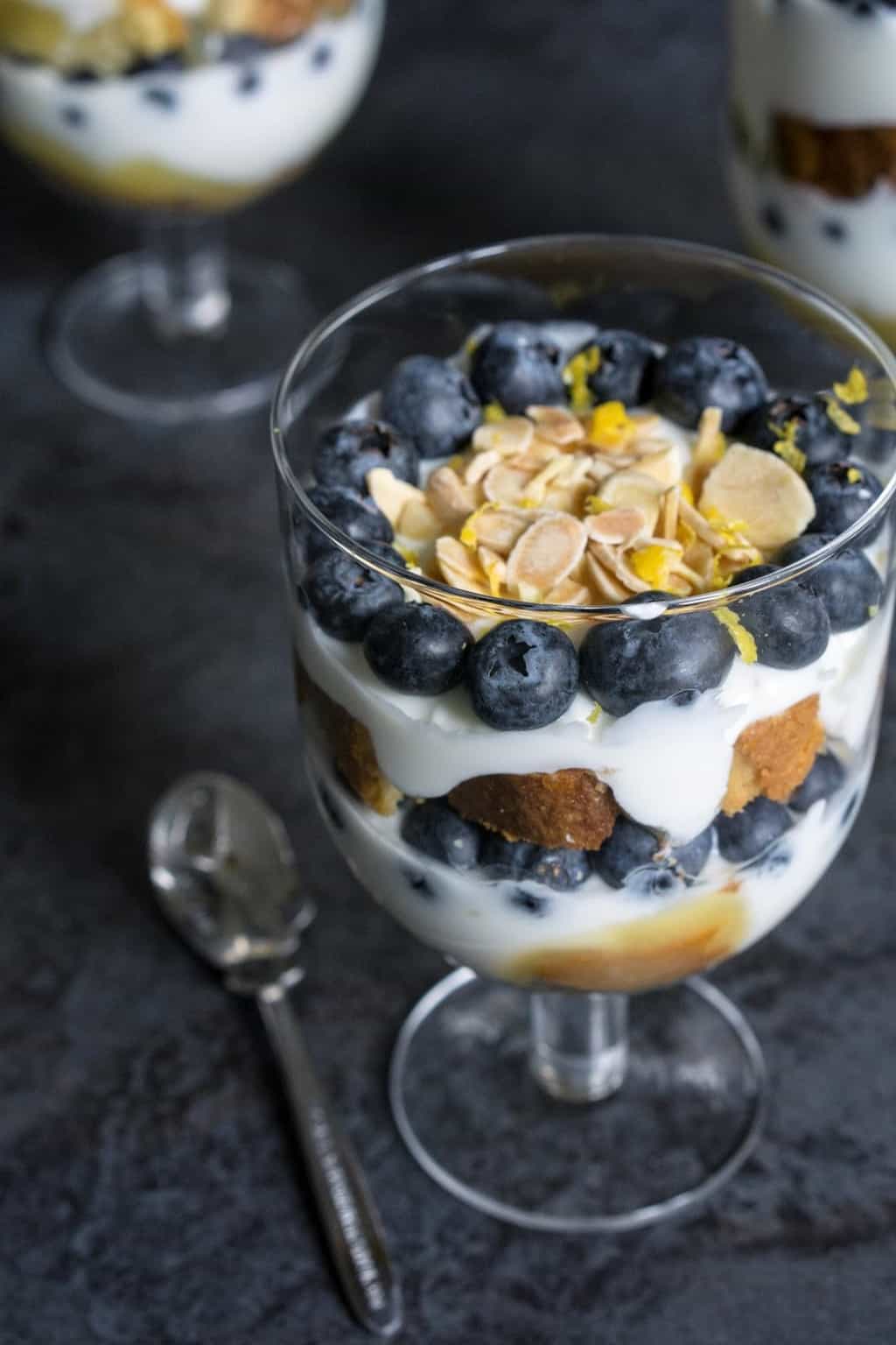 RECIPE | Madeira loaf, lemon curd and blueberry trifle pots