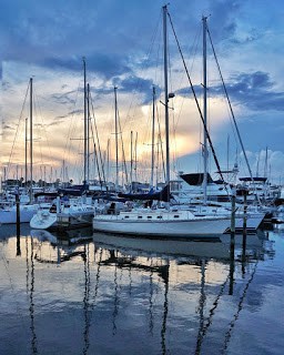 Image of a moody but beautiful St. Pete waterfront at sunset