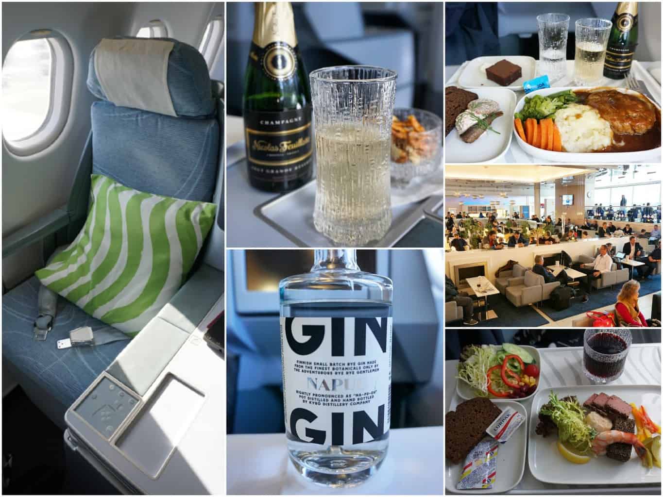 image collage from on board a Finnair flight to China