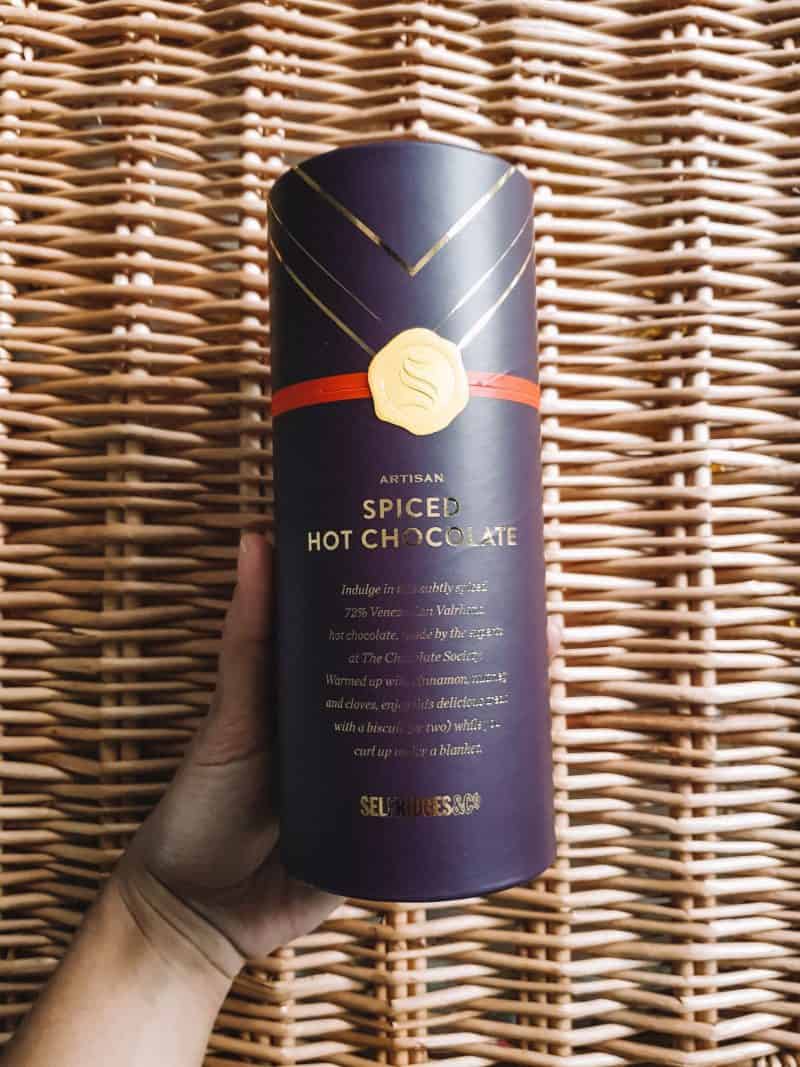 Spiced hot chocolate, Selfridges food gift Christmas hampers