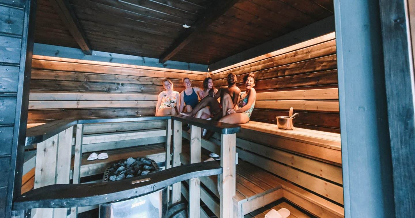 A group of people in a sauna Finnish Lapland, Lapland destinations, Lapland Finland, Inghams